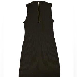 Zara FRONT ZIP RIBBED DRESS